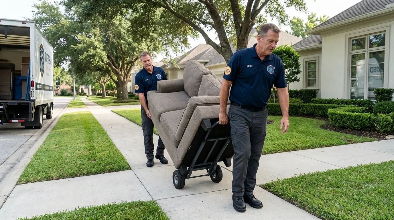 Local residential moving crew loading furniture in Grand Isle, LA