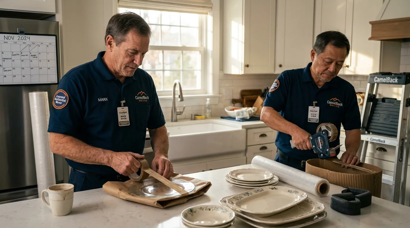 Professional crew packing kitchen dishware in Grand Isle, LA