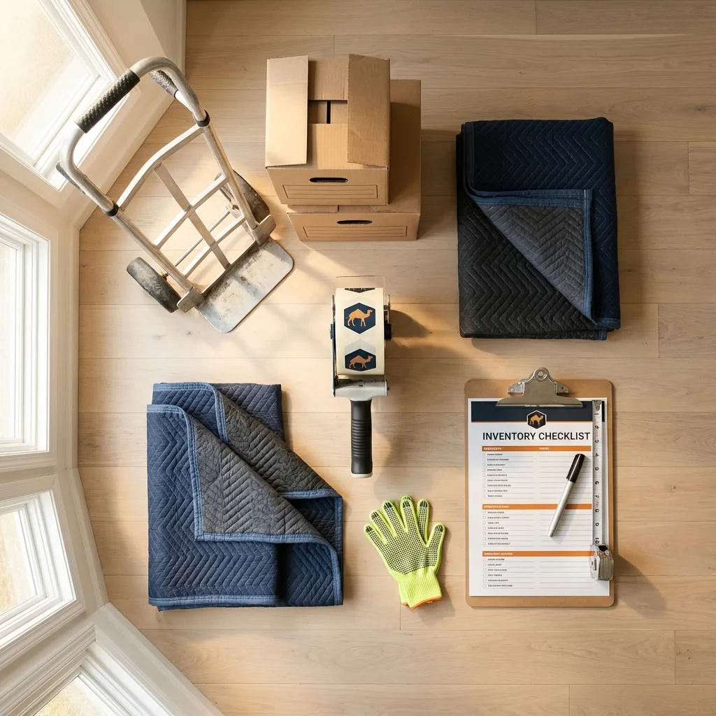 Professional moving supplies and packing materials layout for Grand Isle residential relocations